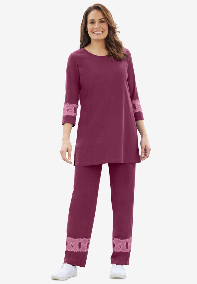 Two-Piece Tie Dye Set, DEEP CLARET TIE DYE, hi-res image number 0