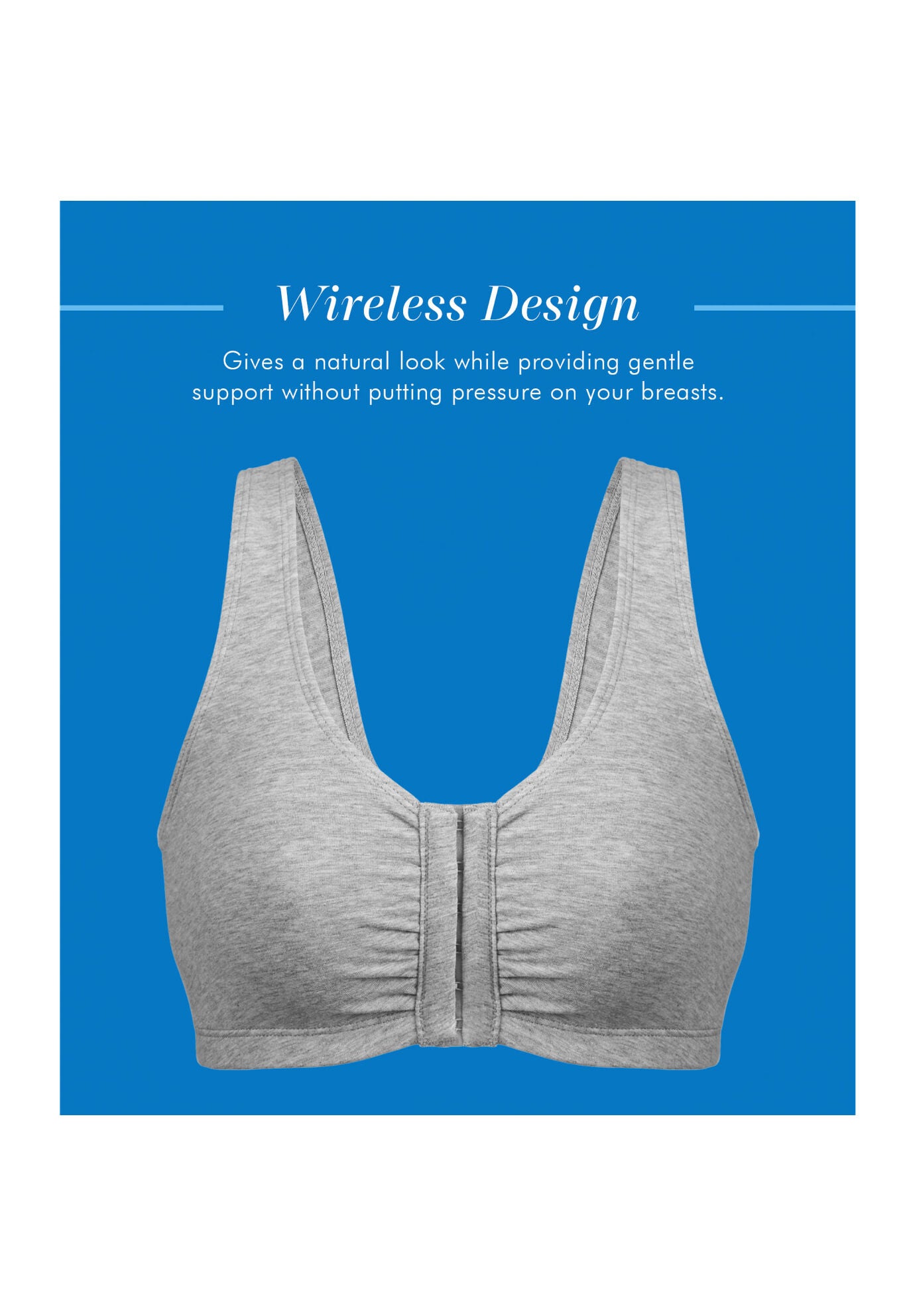 Bestform 5006014 Comfortable Unlined Wireless Cotton Stretch Sports Bra With Front Closure, , alternate image number 2