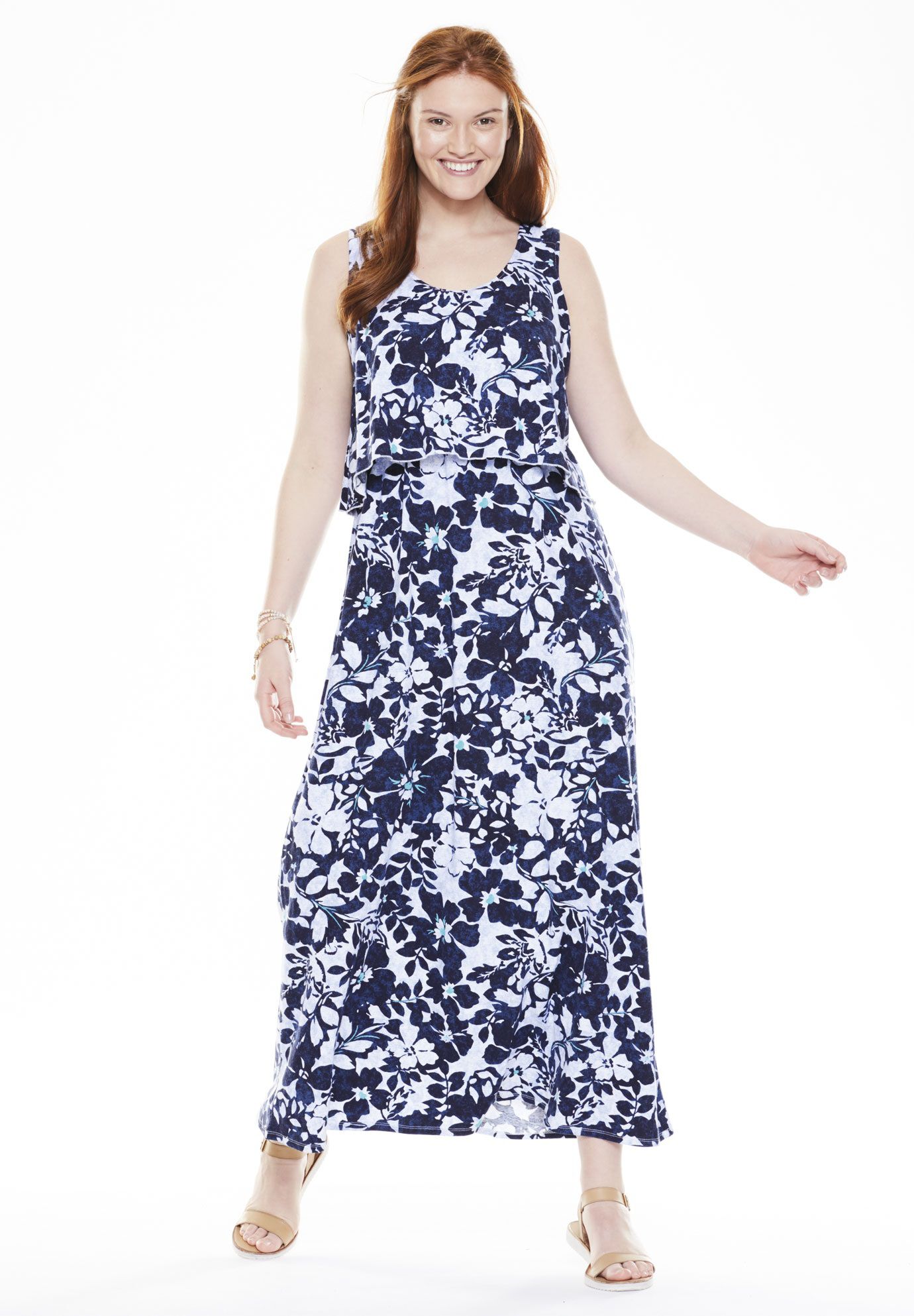 Layered Popover Maxi Dress, , on-hover image number 1