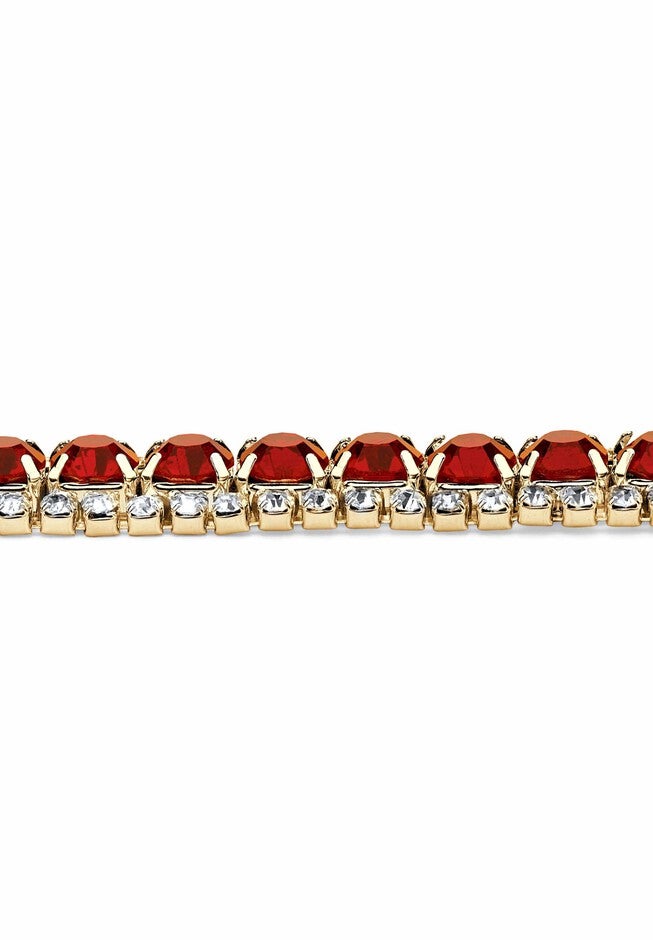 Gold Tone Tennis Bracelet (10mm), Round Birthstones and Crystal, 7 inches, , on-hover image number 1