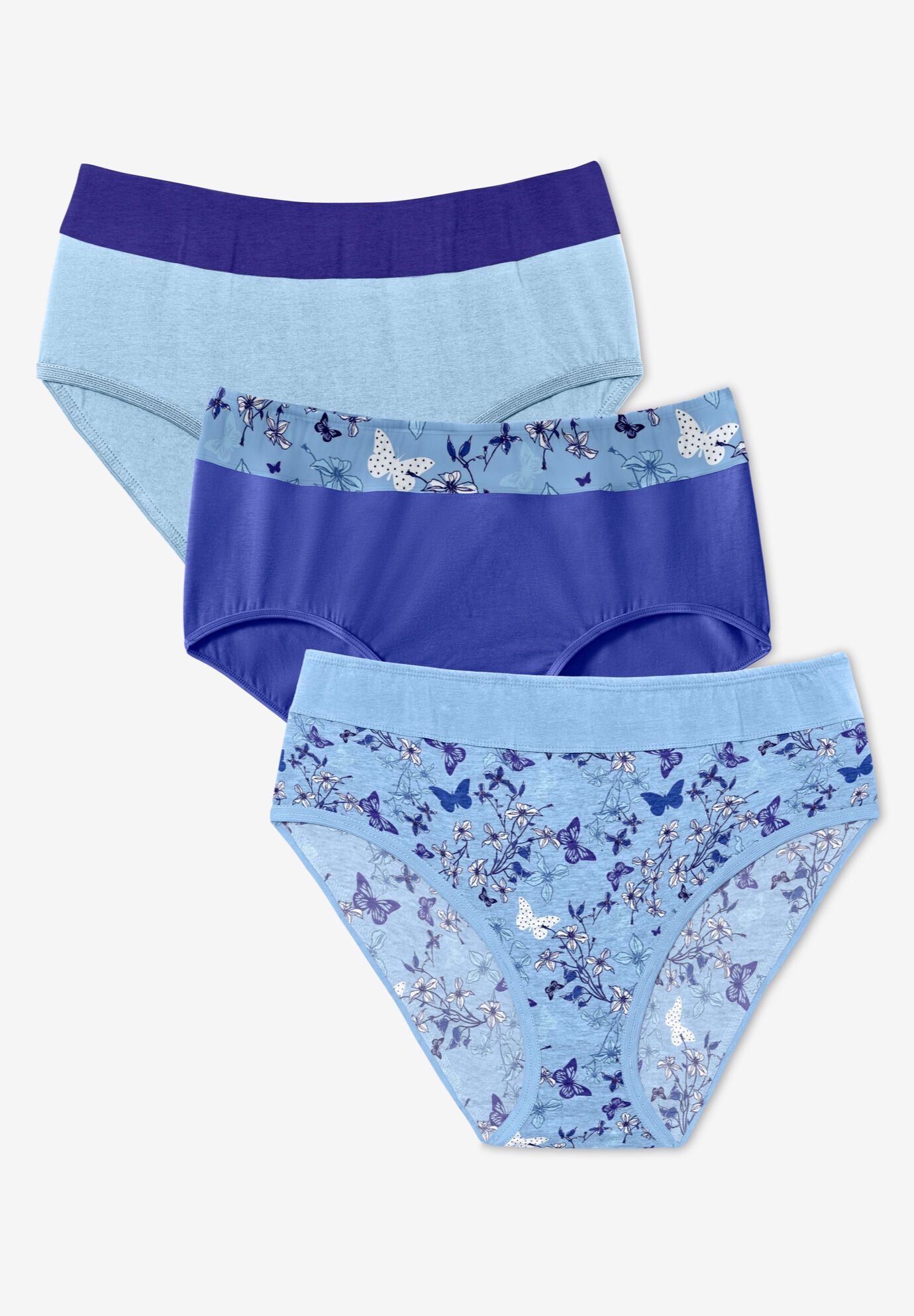 Full Coverage Stretch Cotton Color Block Brief 3-Pack, ULTRA BLUE ASSORTED, on-hover image number 1