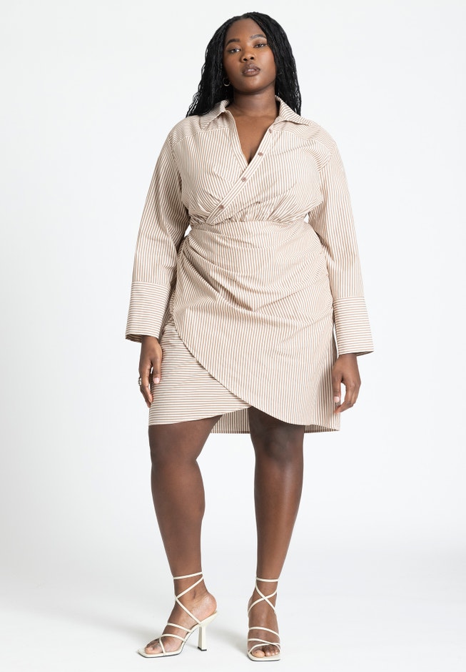 Asym Striped Shirt Dress image number null