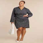 Asym Striped Shirt Dress image number null