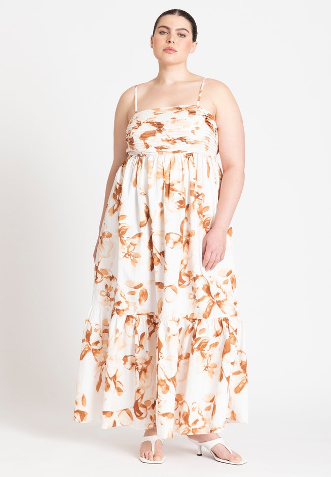 Pintuck Flare Maxi Dress image number null