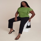 Shirred Mesh Top With Shoulder Flounces image number null