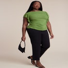 Shirred Mesh Top With Shoulder Flounces image number null