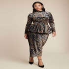 Leopard Velvet Bubble Peplum Skirt image number null