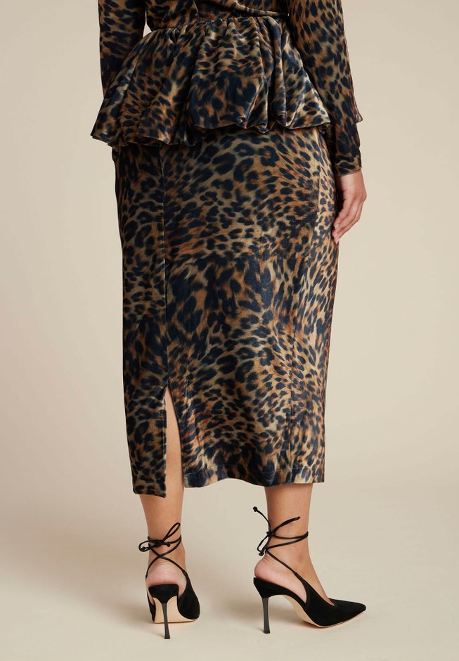 Leopard Velvet Bubble Peplum Skirt image number 3