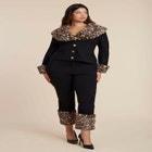 Leopard Faux Fur Trim Pant image number null