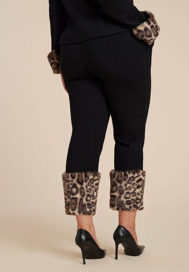 Leopard Faux Fur Trim Pant image number 2