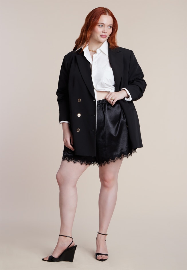 Satin Lace Trim Short image number 3