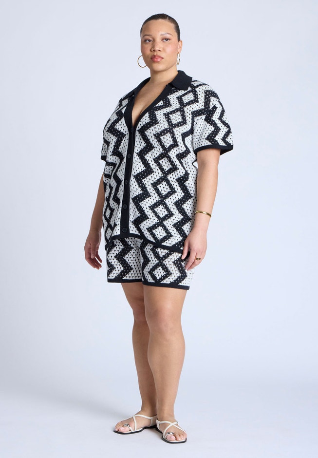 Oversized Crochet Button Up image number null