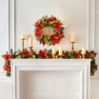 Pre-Lit Poinsettia 9' Garland image number null