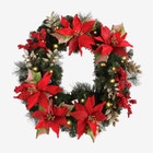 Pre-Lit Poinsettia Wreath image number null