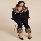 Leopard Faux Fur Trim Jacket image number null