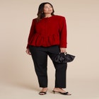 Velvet Peplum Bubble Hem Jacket image number null