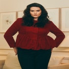 Velvet Peplum Bubble Hem Jacket image number null