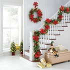6' Pre-Lit Poinsettia Garland image number null