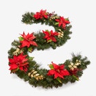 Pre-Lit Poinsettia 9' Garland image number null