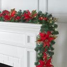 6' Pre-Lit Poinsettia Garland image number null