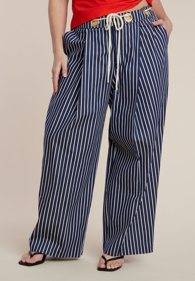 Striped Pant With Rope Belt image number 1