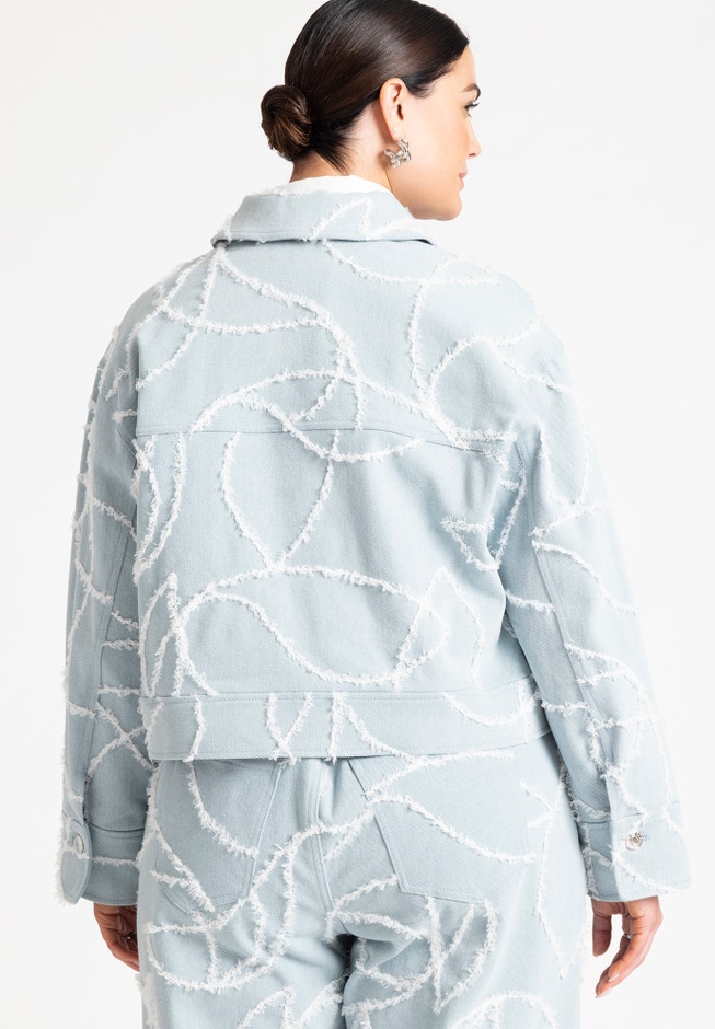 Distressed Embroidered Denim Jacket image number null