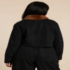 Embellished Denim Jacket With Fur Collar image number null