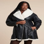 Hourglass Faux Leather Sherpa Jacket image number null