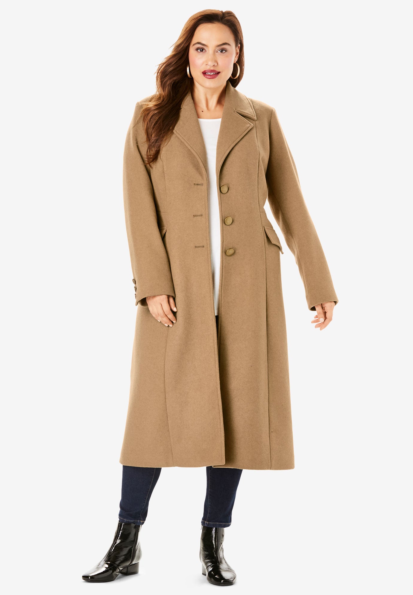 Plus Size Long Tailored Wool Blend Coat image number 3