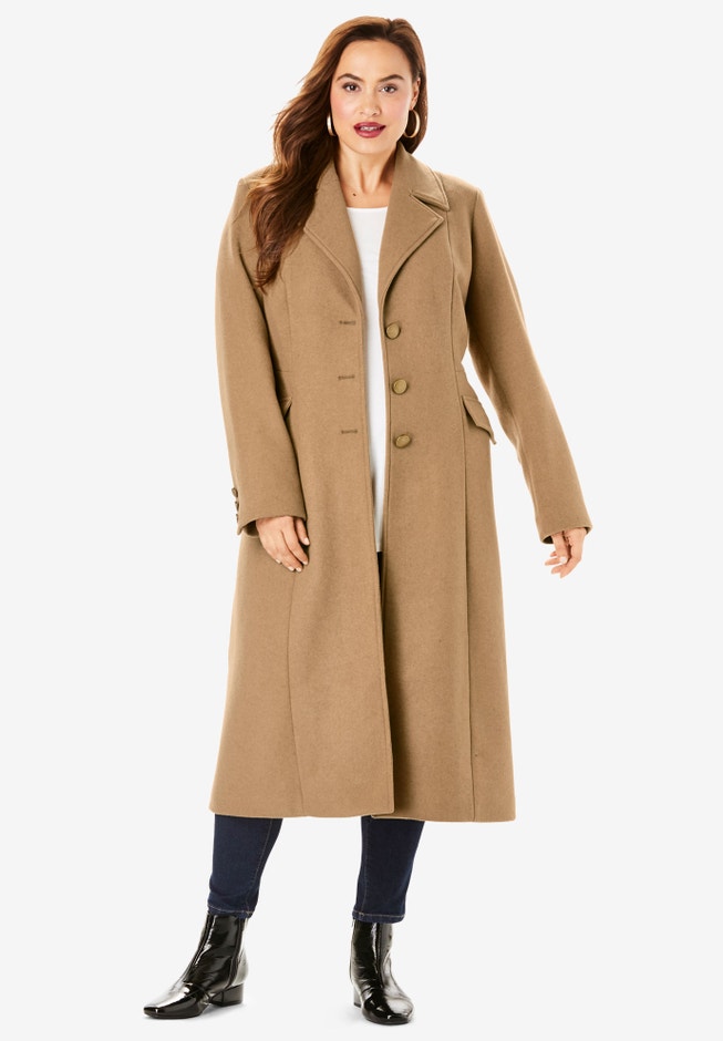 Plus Size Long Tailored Wool Blend Coat image number 3