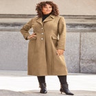 Plus Size Long Tailored Wool Blend Coat image number null