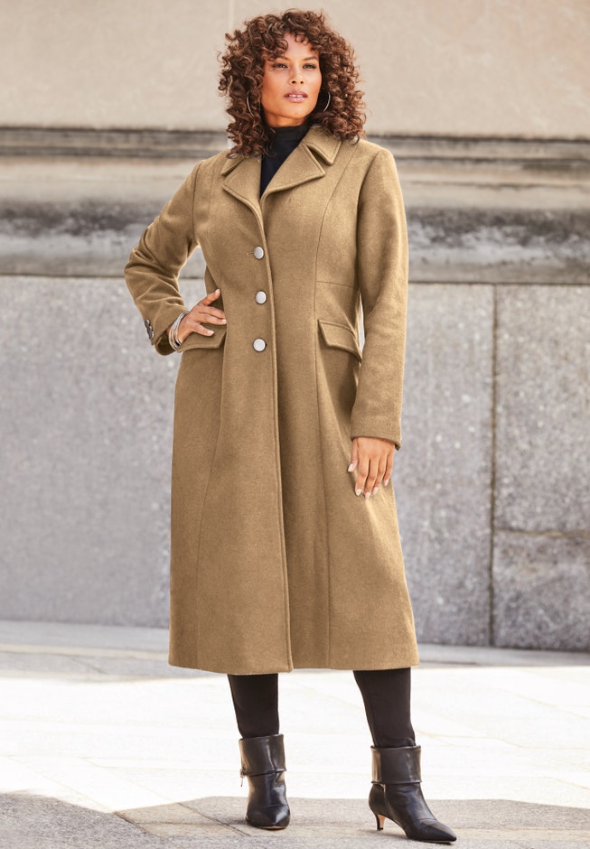 Plus Size Long Tailored Wool Blend Coat image number 6