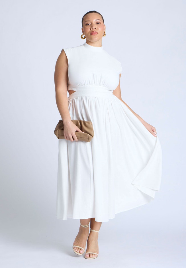 Linen High Neck Dress