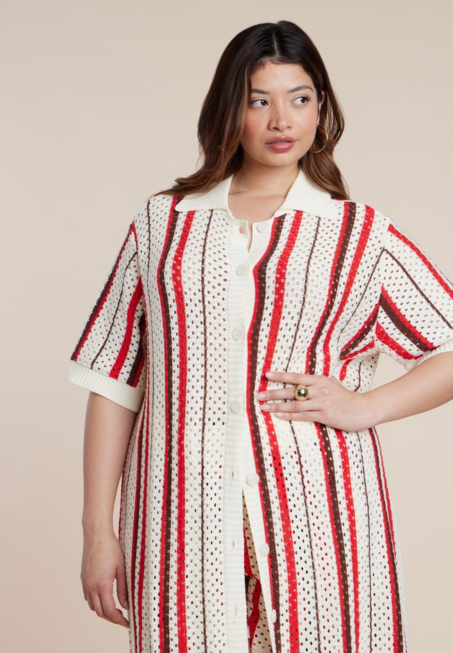 Striped Crochet Duster image number 2