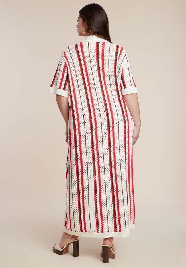 Striped Crochet Duster image number 3