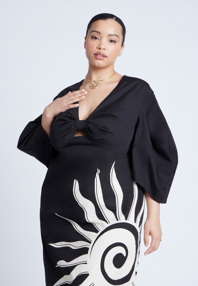 Twist Detail Printed Column Dress image number null