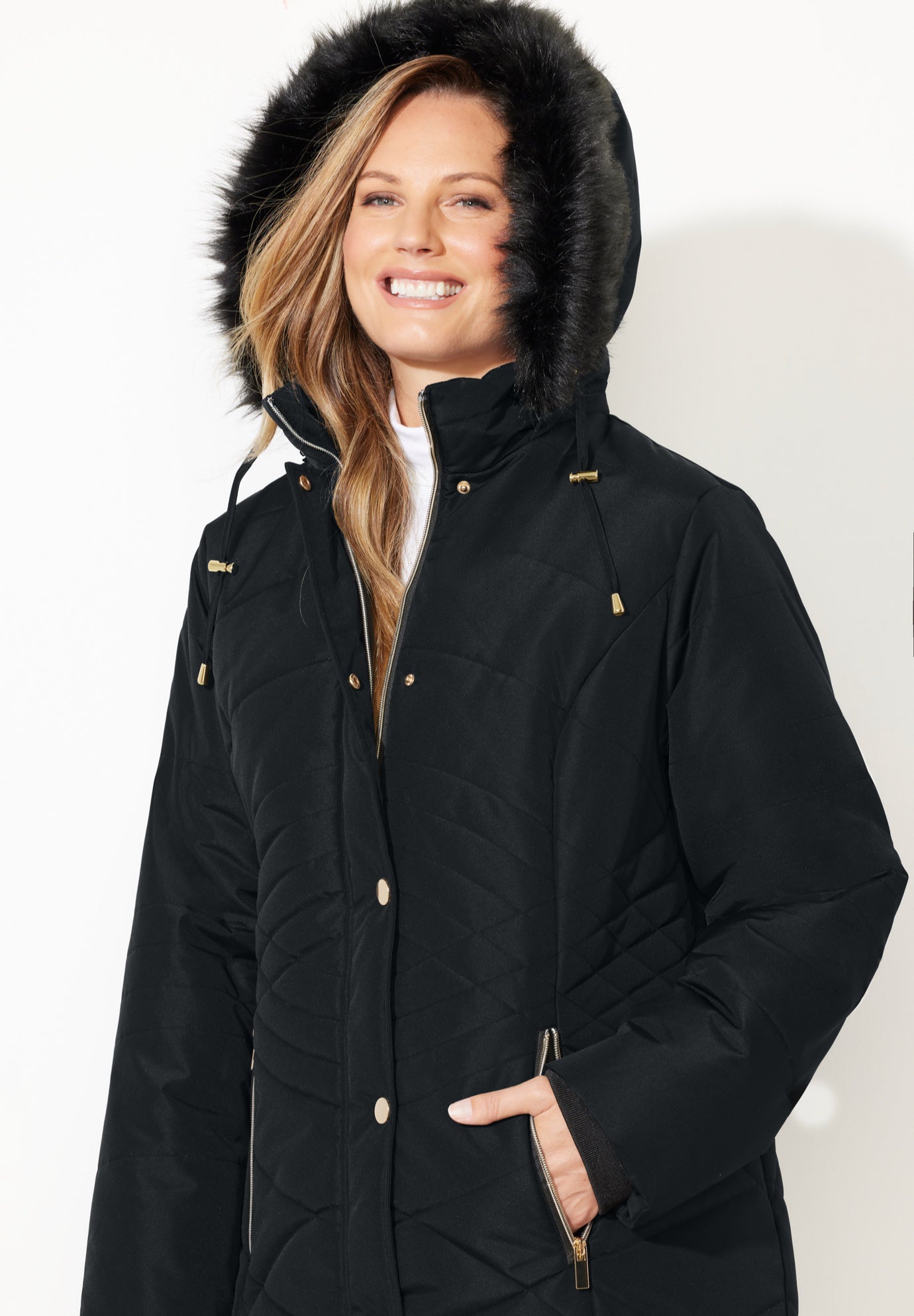Faux Fur Hood Puffer Coat image number 3