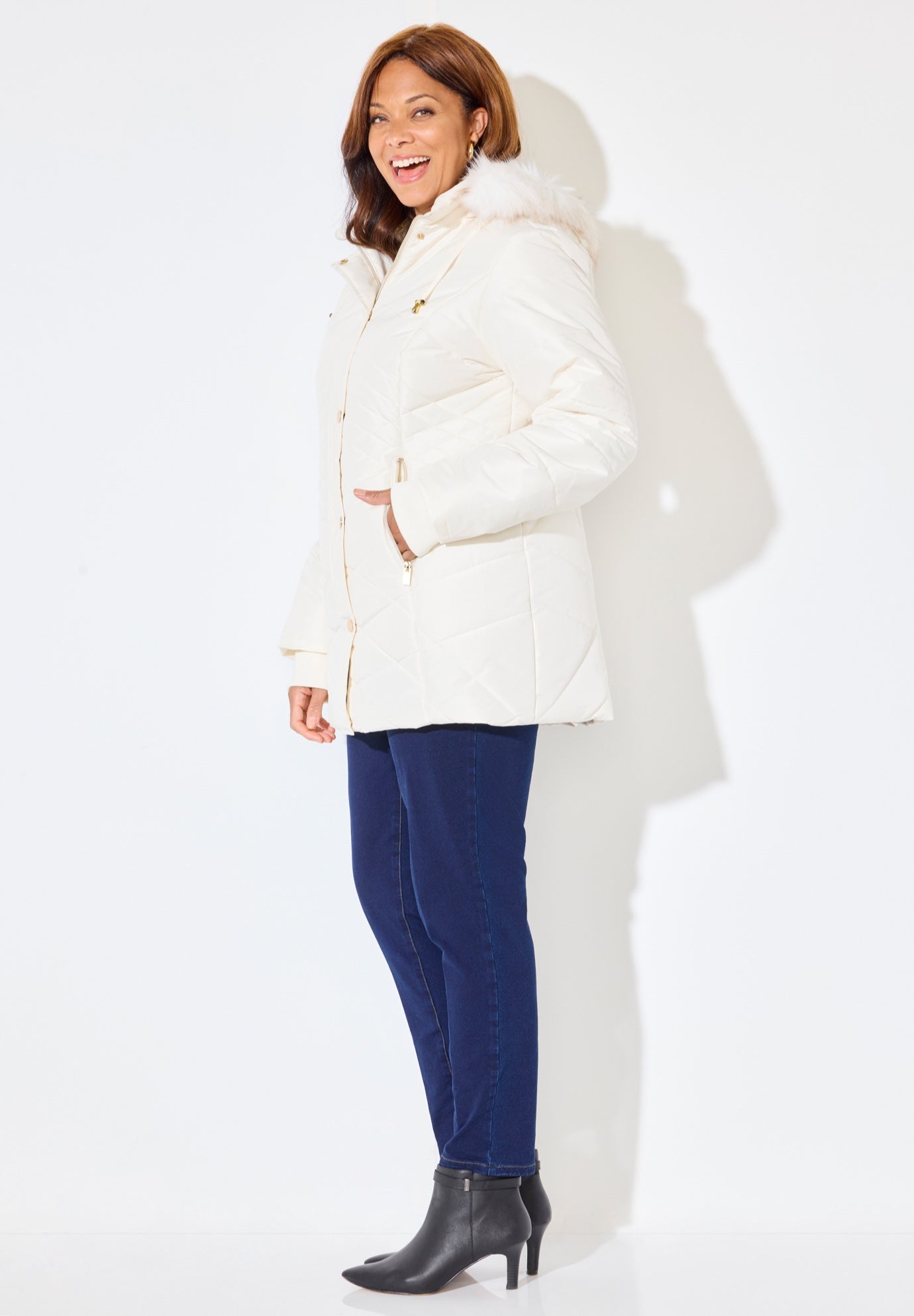 Faux Fur Hood Puffer Coat image number 2