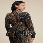 Leopard Velvet Turtleneck Top image number null