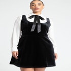 Twofer Velvet Dress With Bow image number null