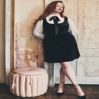 Twofer Velvet Dress With Bow image number null