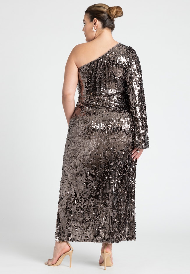 One Shoulder Flare Sleeve Dress image number null
