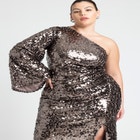 One Shoulder Flare Sleeve Dress image number null