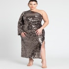 One Shoulder Flare Sleeve Dress image number null