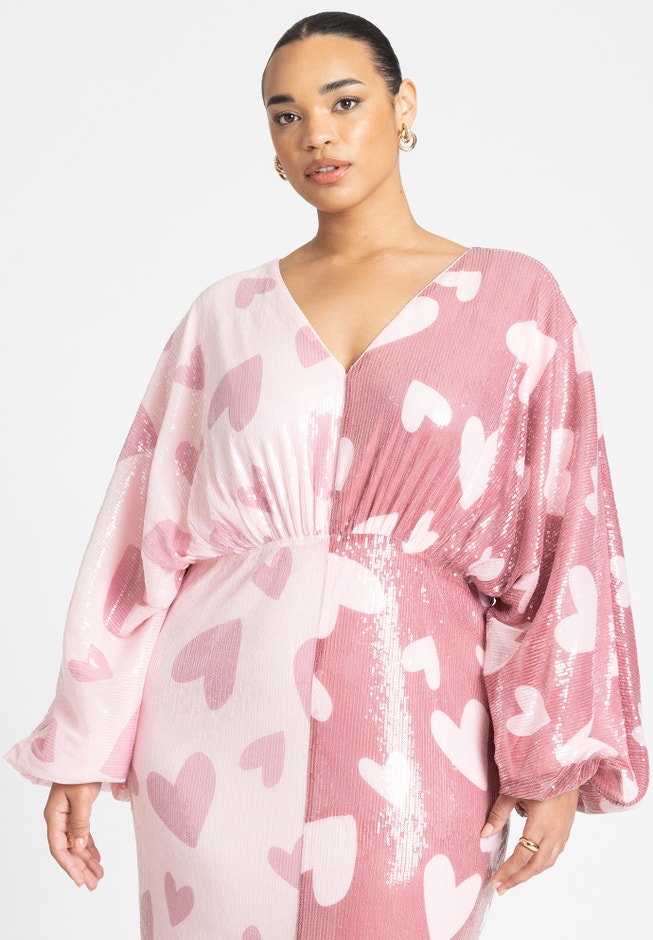 Stretch Sequin Split Pattern Dress, 4480089 | ELOQUII