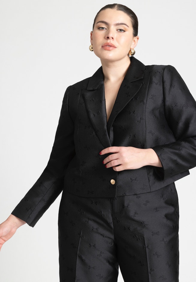 Jacquard Cropped Blazer image number null