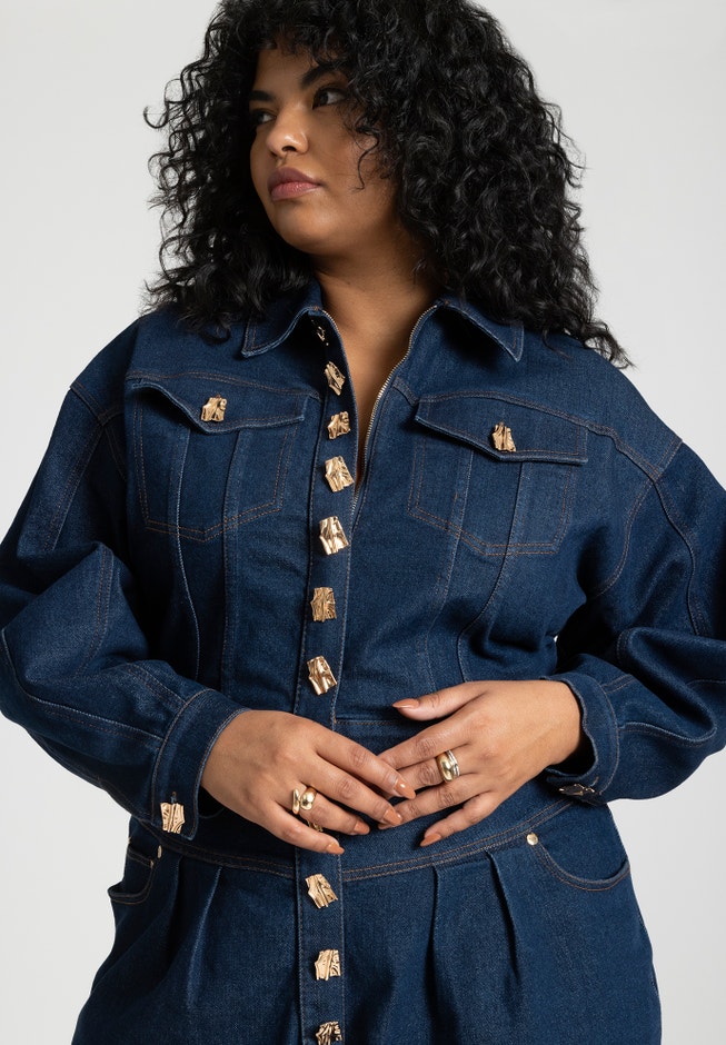 Gold Hardware Denim Jumpsuit image number 3
