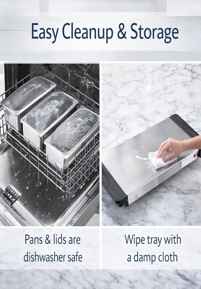 2-in-1 Triple Buffet Server & Warming Tray  image number 7