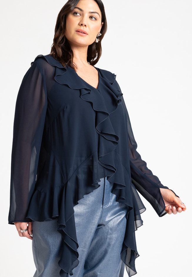 Ruffle Trim Blouse image number 1