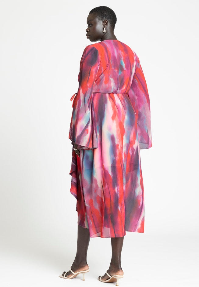 Flare Sleeve Wrap Dress image number 1